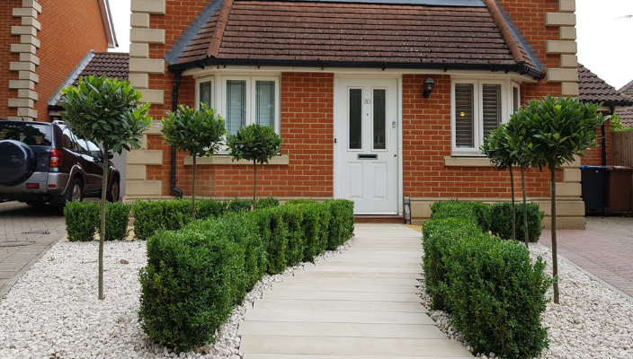 Juniper Close Surrey back and front garden designs Juniper Close Surrey back and front garden designs